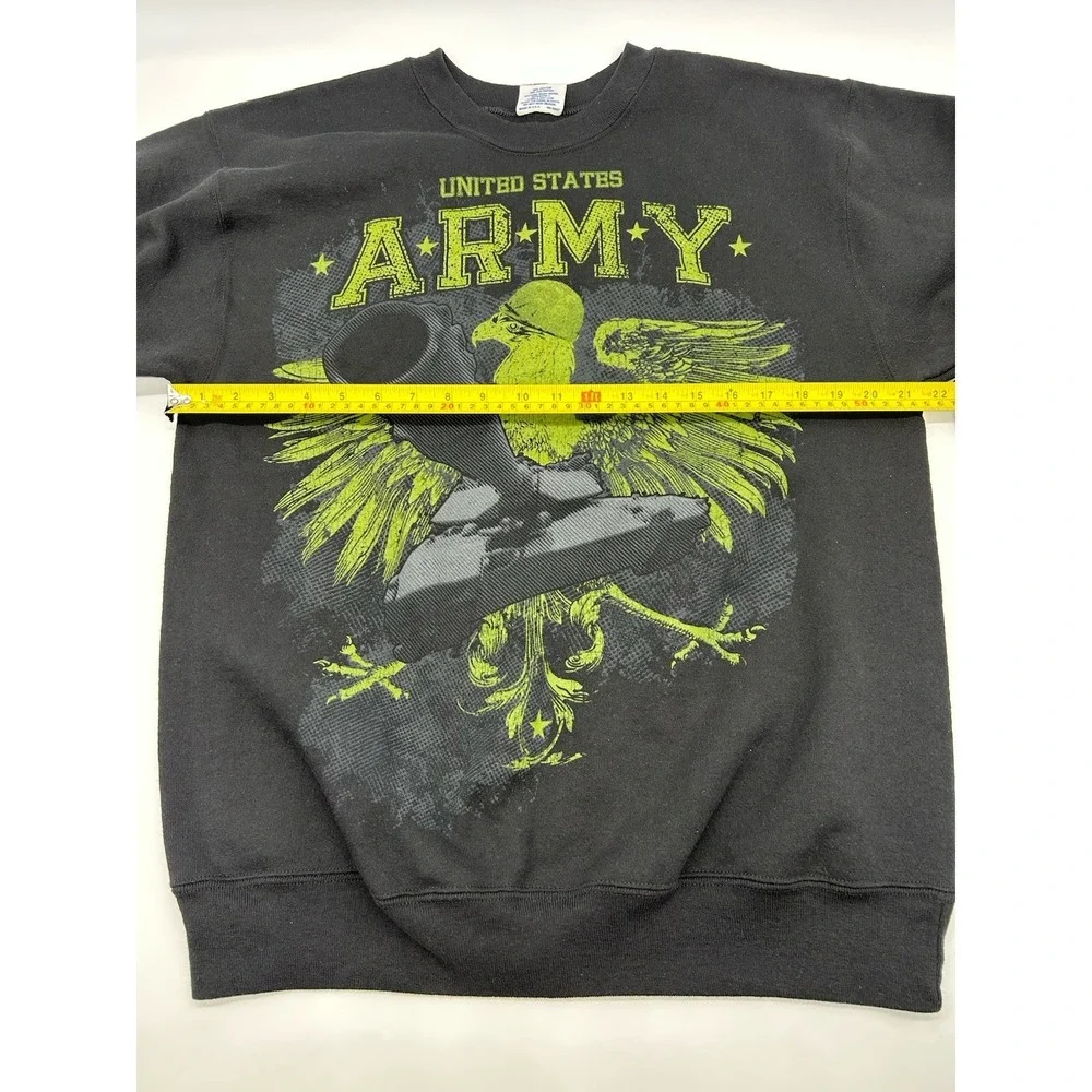 Vtg 90s Eagle USA Army Crewneck Sweatshirt Medium Black Neon Green Eagle Tank